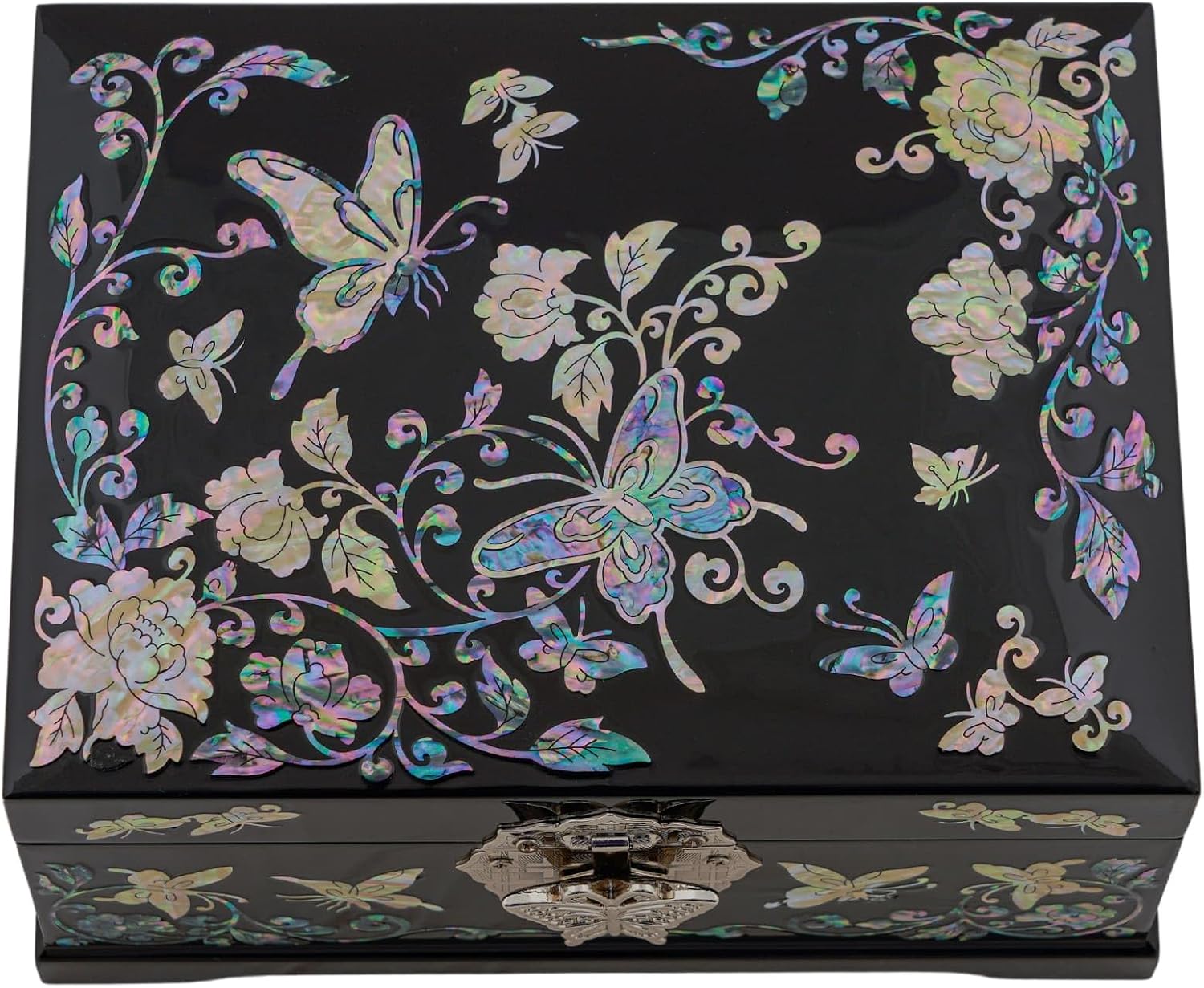 February Mountain Mother of Pearl Jewelry Box - Gifts for Mom Wife Girlfriend Her on Mothers Day Anniversary Birthday Gifts for Women Wooden Keepsake Treasure Box