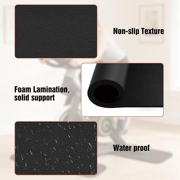 2 Piezas Alfombrilla Protectora de Suelo para Aparatos de Fitnesss, 28 x 70 cm, Alfombra Rodillo Bicicleta para Suelos 6 mm, para Cinta de Correr, Elípticas Bicicletas - 3