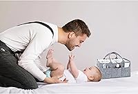 Vista 4 de Sammy & Lou Organizador de pañales – Bolsa plegable con asas – Organizador para pañales, toallitas y suministros de cambio de bebé – Papelera