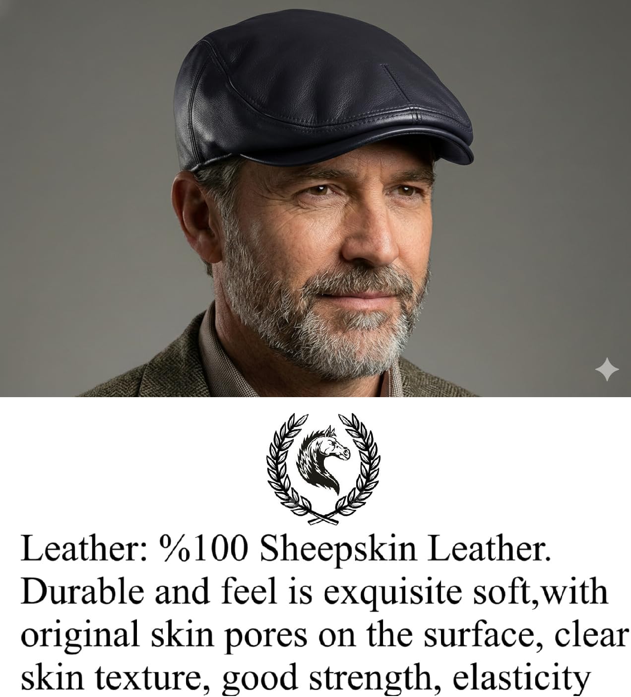 Leather Newsboy Cap for Men - Gatsby Cap - Vintage Classic Flat Cabbie Hat - Ivy Golf Driving Hunting Fishing Hat for Mens - Image 5