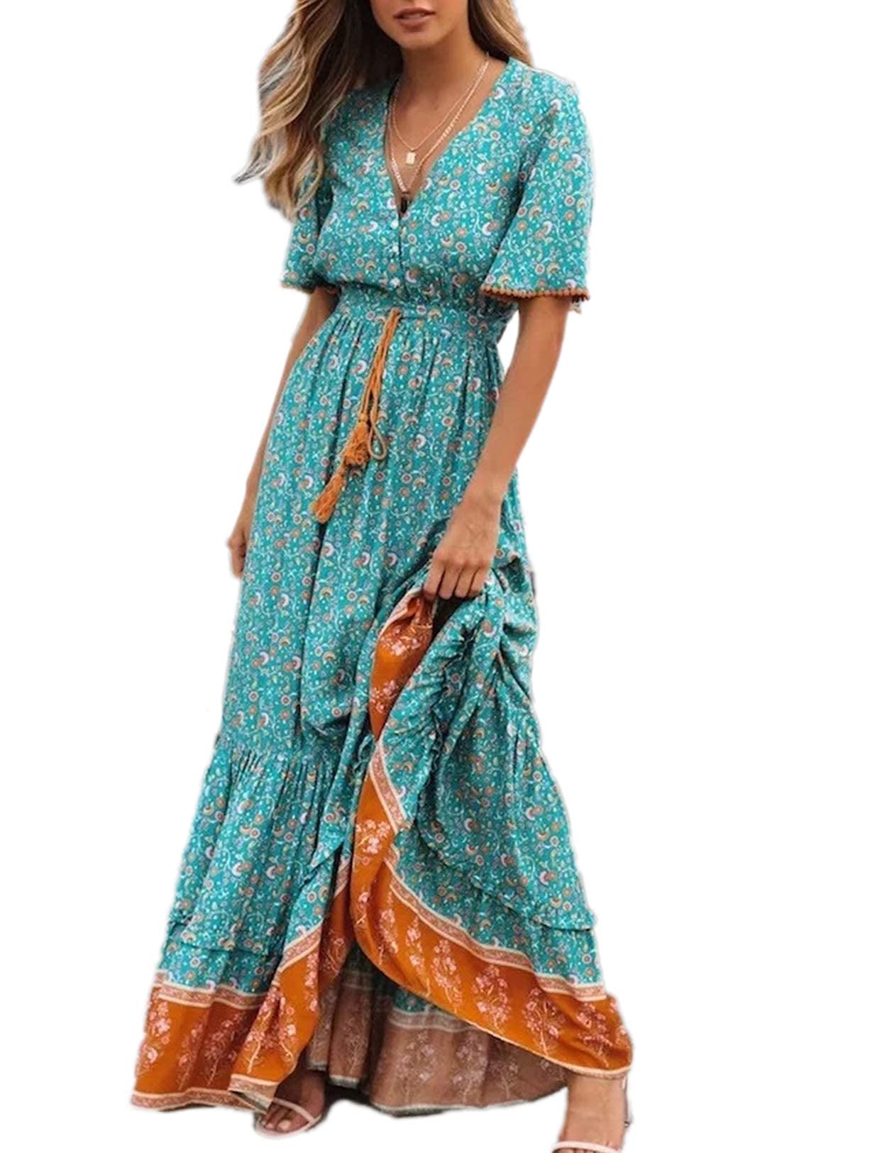 Robe col en V bohème légère et fluide pour masquer les complexes - 5