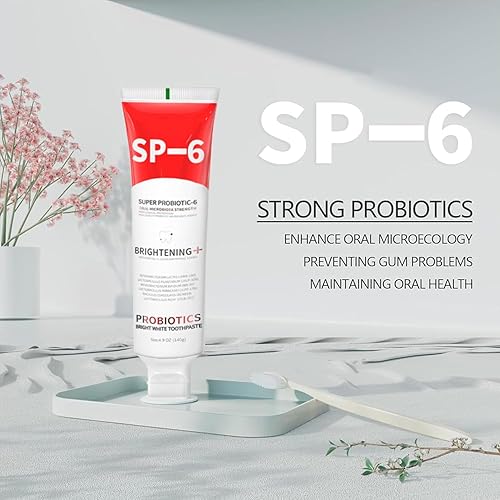 Miniatura 2 de Sp-6 Probióticos Pasta de dientes blanqueadora, Sp-6 Ultra Pasta de dientes blanqueadora, fórmula mejorada con 6 probióticos para la salud de los