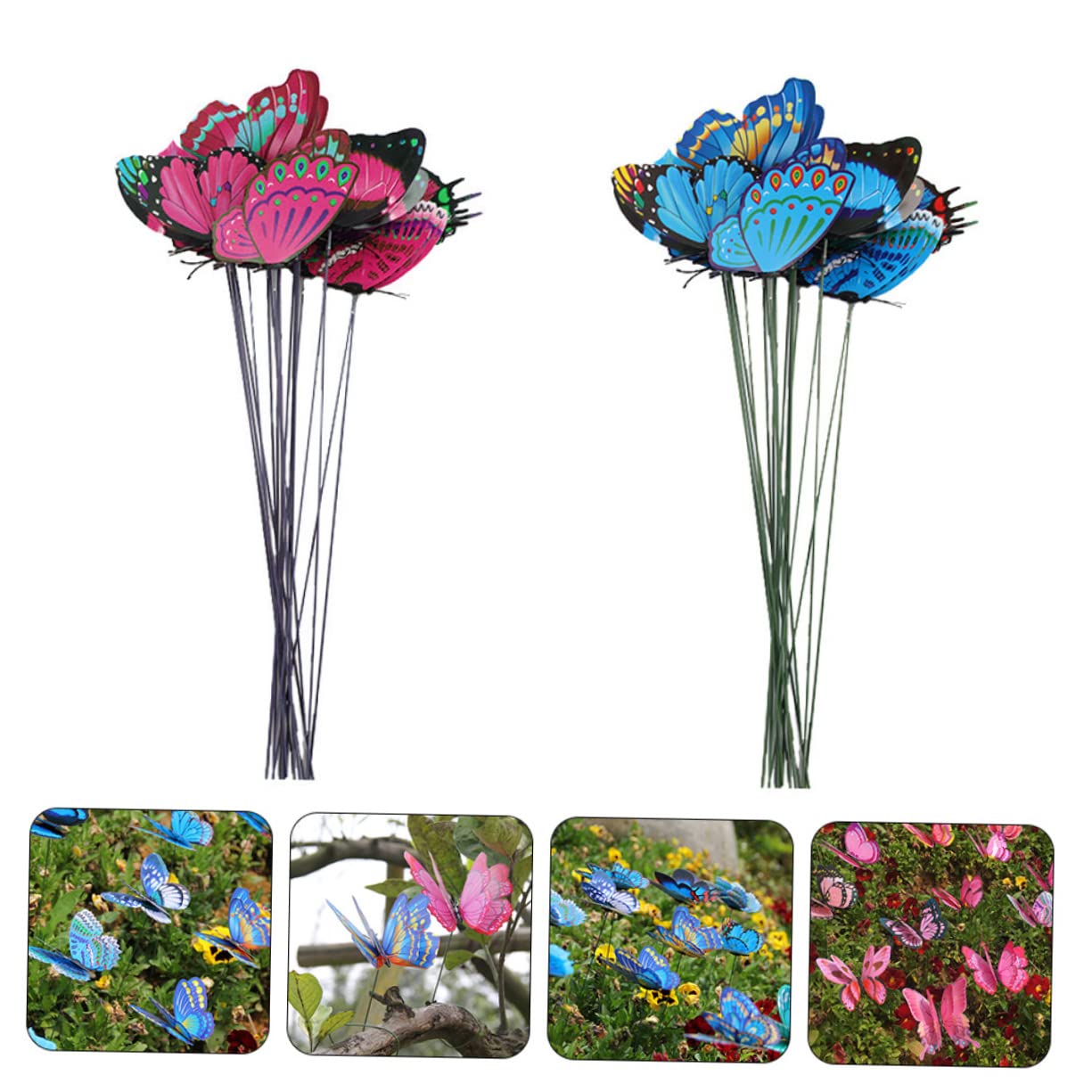 Toddmomy 4 Sätze Dekorative Schmetterlinge Gartenstecker Realistische Deko Für Blumenbeete Pflanzentöpfe Und Gartenarrangements Blau 20 Stück * 4