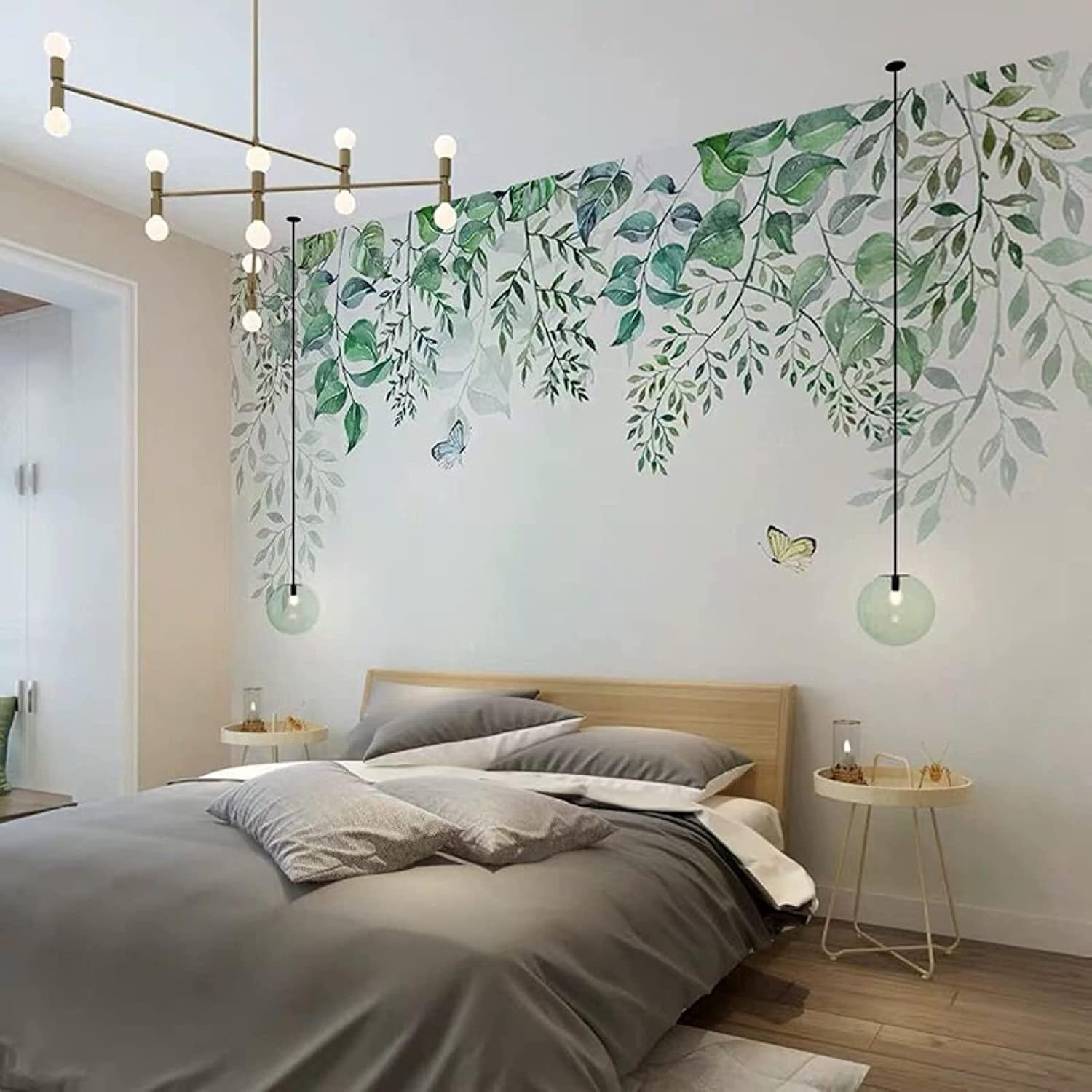 壁紙3d写真の壁紙 北欧のシンプルで新鮮な緑の葉のつる 400x280cm リビングルームのオフィスソファテレビの背景の装飾のための不織布diyウォールアート壁画 注目の福袋をピックアップ リビングルームのオフィスソファテレビの背景の装飾のための不織布diyウォール