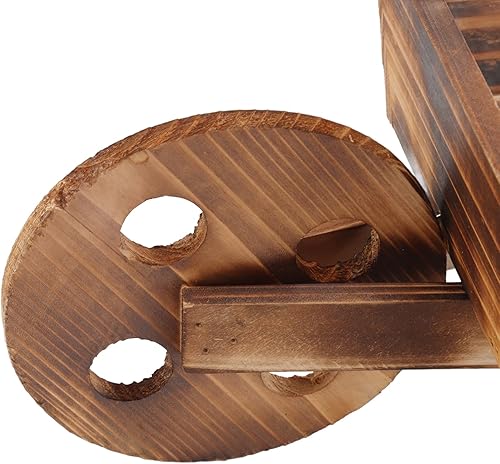 Miniatura 6 de Maceta de madera para carrito, macetas suculentas de carretilla, maceta de carro, macetas decorativas con forma de carrito para decoración de