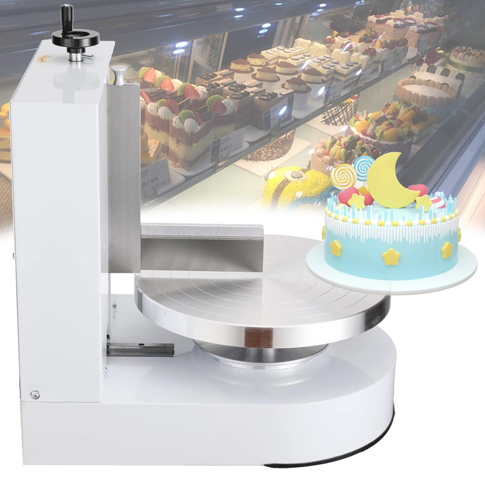 Geburtstagskuchen-Creme, Glatte Beschichtung, Dekorationsmaschine, 35 cm, runde Kuchen-Creme, Beschichtungs-Füllmaschine, 10,2–30,5 cm, Backen, Geburtstagskuchen-Werkzeuge,White