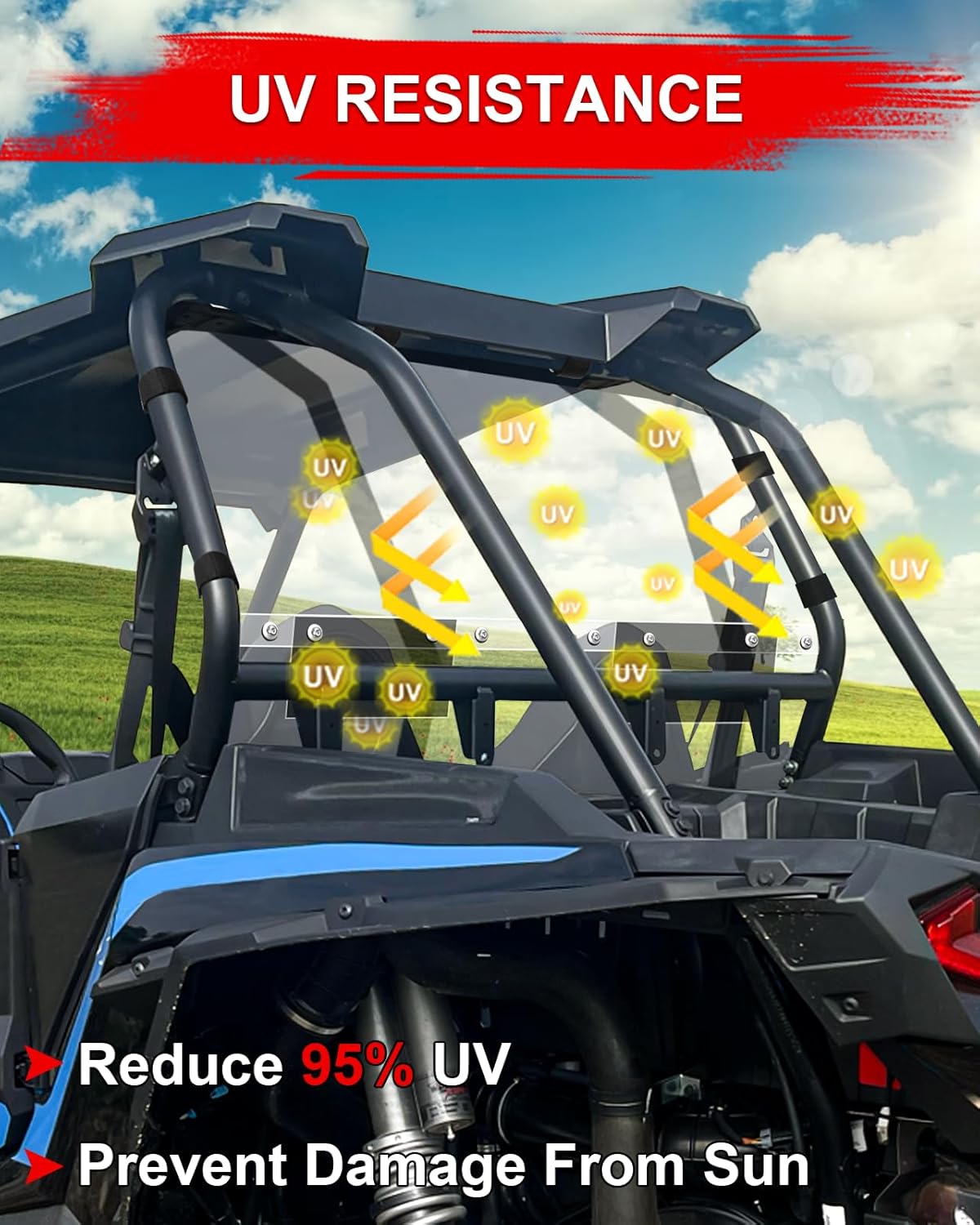StarknightMT RZR Windshield Clear Back Window Compatible with 2014-2023 Polaris RZR XP 1000/4 1000/ XP TURBO/4 TURBO RZR Accessories Rear Window Strong Polycarbonate Dust Panel