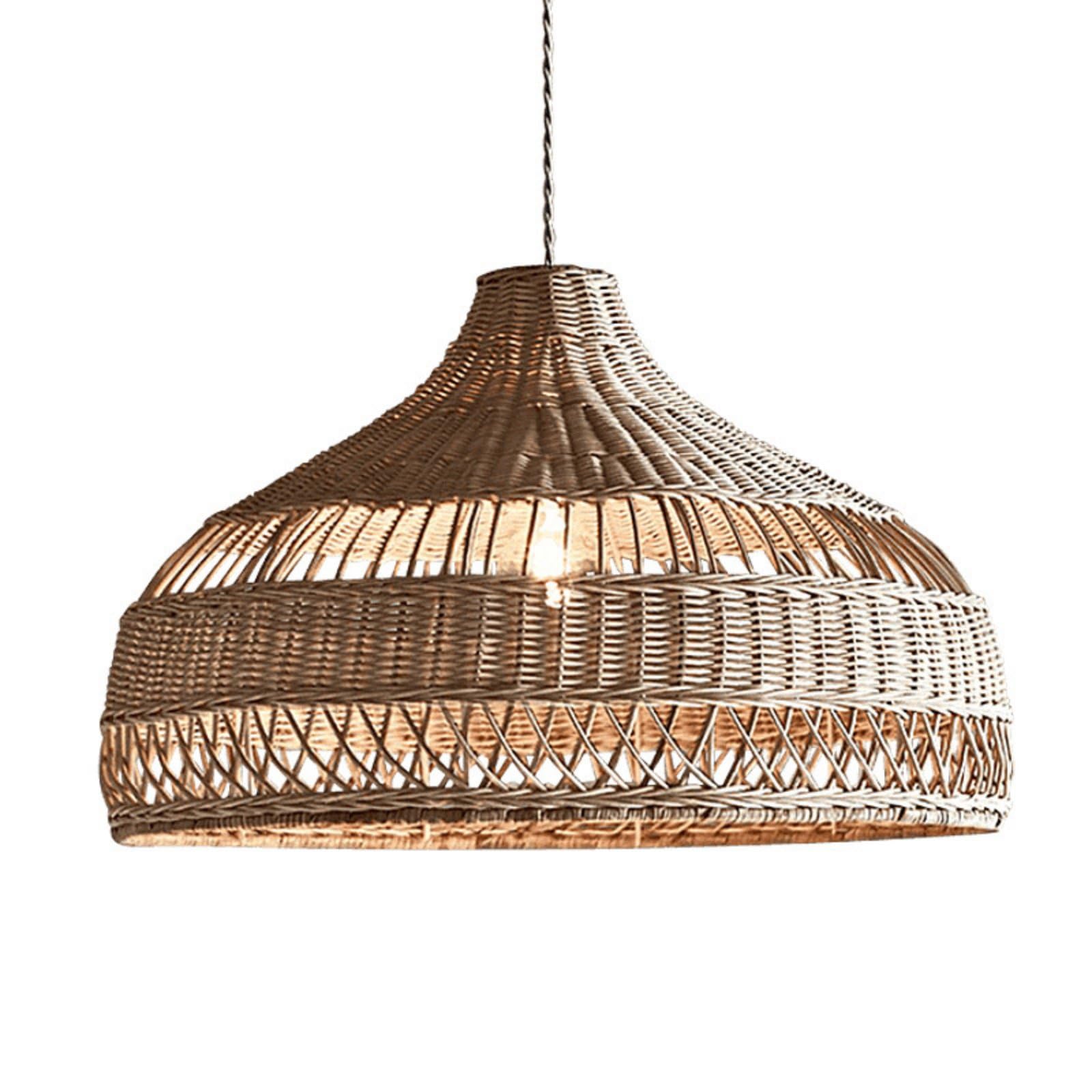 Retro Design Rattan Hanging Lampshade Pastoral Charm Woven Hanging Light Bohemian Design Natural Fiber Lamp Cover for Restaurant, Dining Room, Bedroom, 50CM, G | Home & Garden-image-10