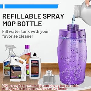 IOPRETTY Spray Mops for Floor Cleaning - Wet Dry Mops with 6 Disposable Pads for Swiffer Powermop - Refillable Bottle for Hardwood Tile Home Kitchen - Absorbs Pet Hair Dust Stains