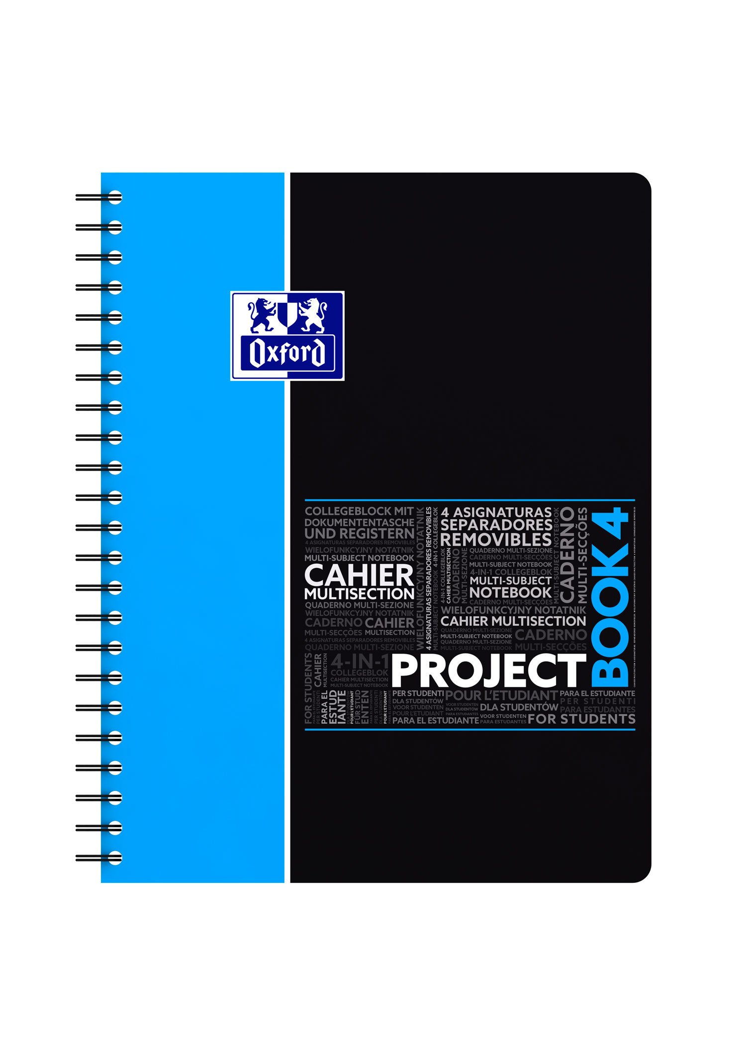 Oxford Projectbook A4 Studium Collegeblock kariert 100 Blatt, 5 Stück mit 4 Farben