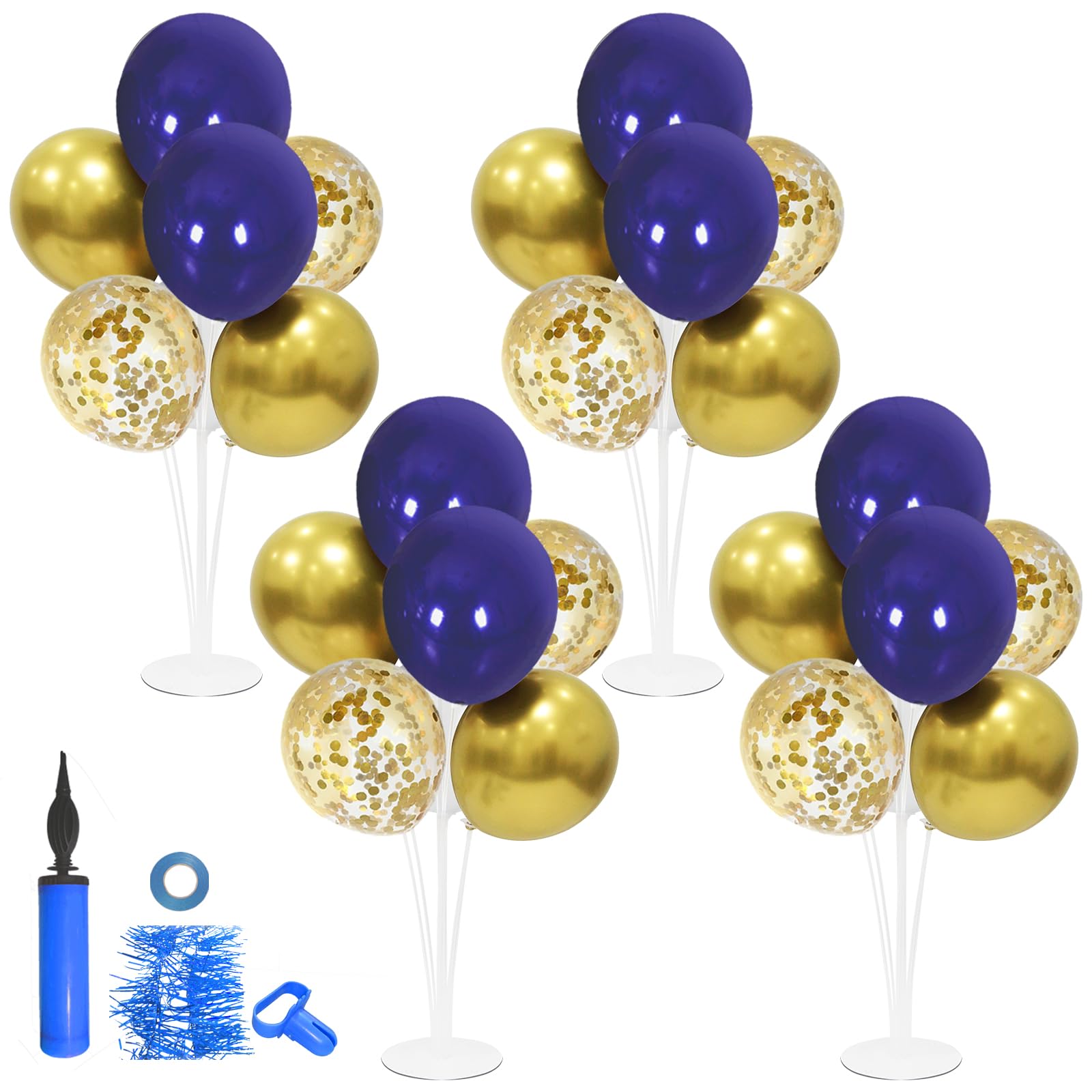 ZJDHPTY 4 Set Blue and Gold Balloon Stand Table Centerpieces Party Decor