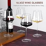 Wine Glasses Set of 4- Hand Blown Crystal, 18 oz Modern Glasses with Tall Stem for Red White Wine, Great Gift Packaging for Daily Use,Unique Wedding Anniversary or Birthday Gift