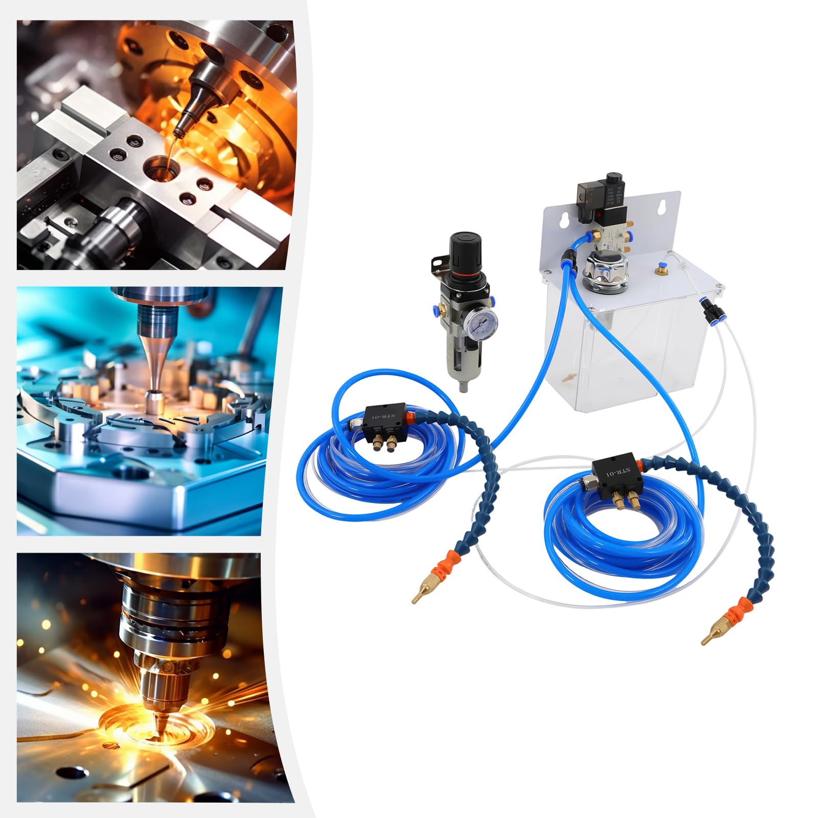 El sistema de pulverización lubricante de niebla para grabado de corte de metal | Pulverizador de refrigeración 24,1 x 19,5 x 12,5 cm para tubo de aire CNC torno fresado