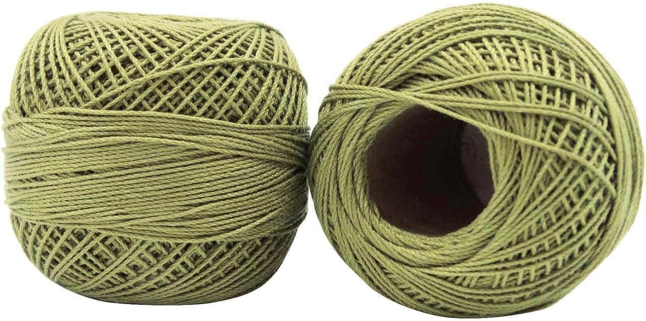 Cotton Crochet Thread Yarn Craft Tatting Knit Embroidery DIY Projects Yarn Craft Knit Quilting Balls 10 Pieces(Olive Green)