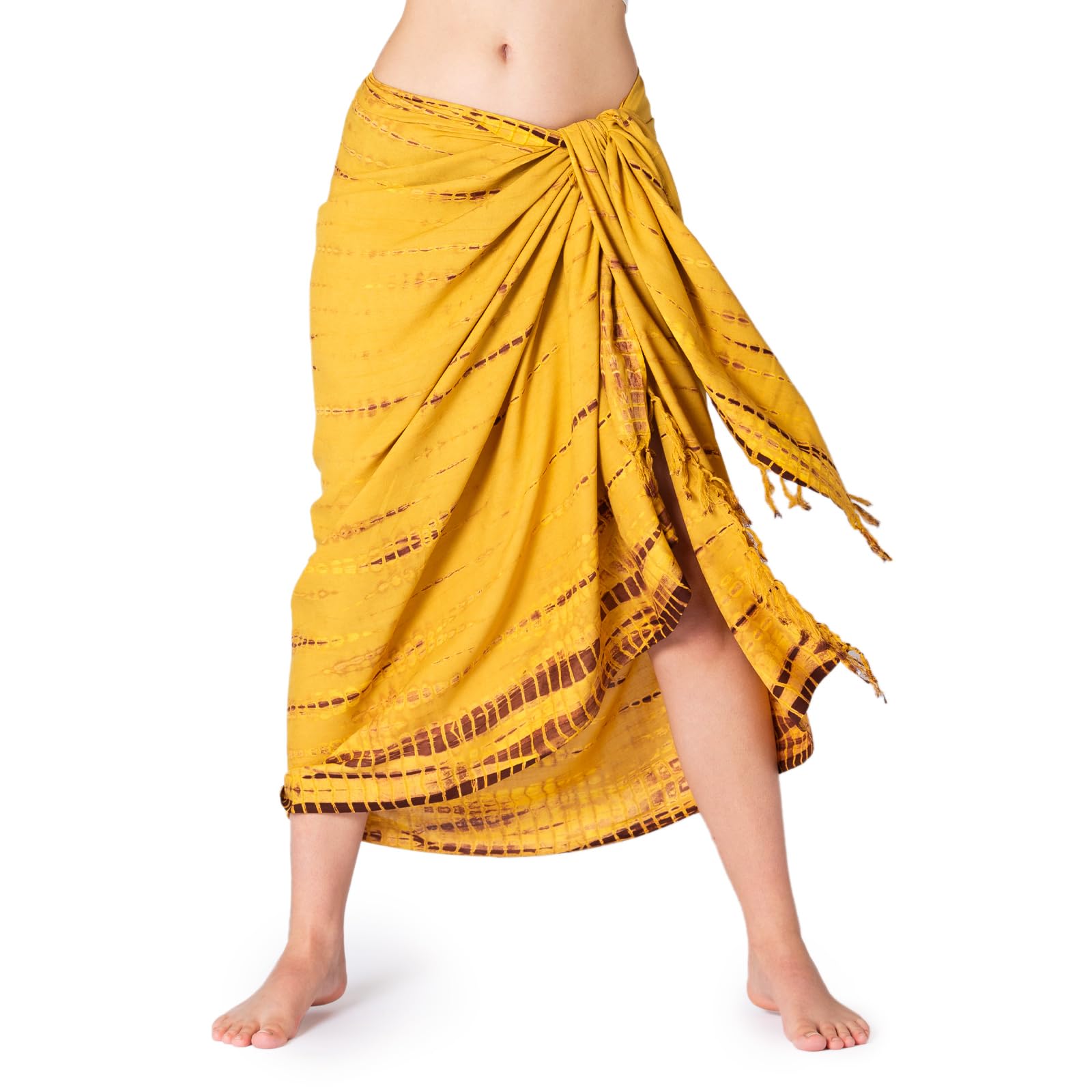 PANASIAM Sarong tiedye style, yellow brown, 190x116cm