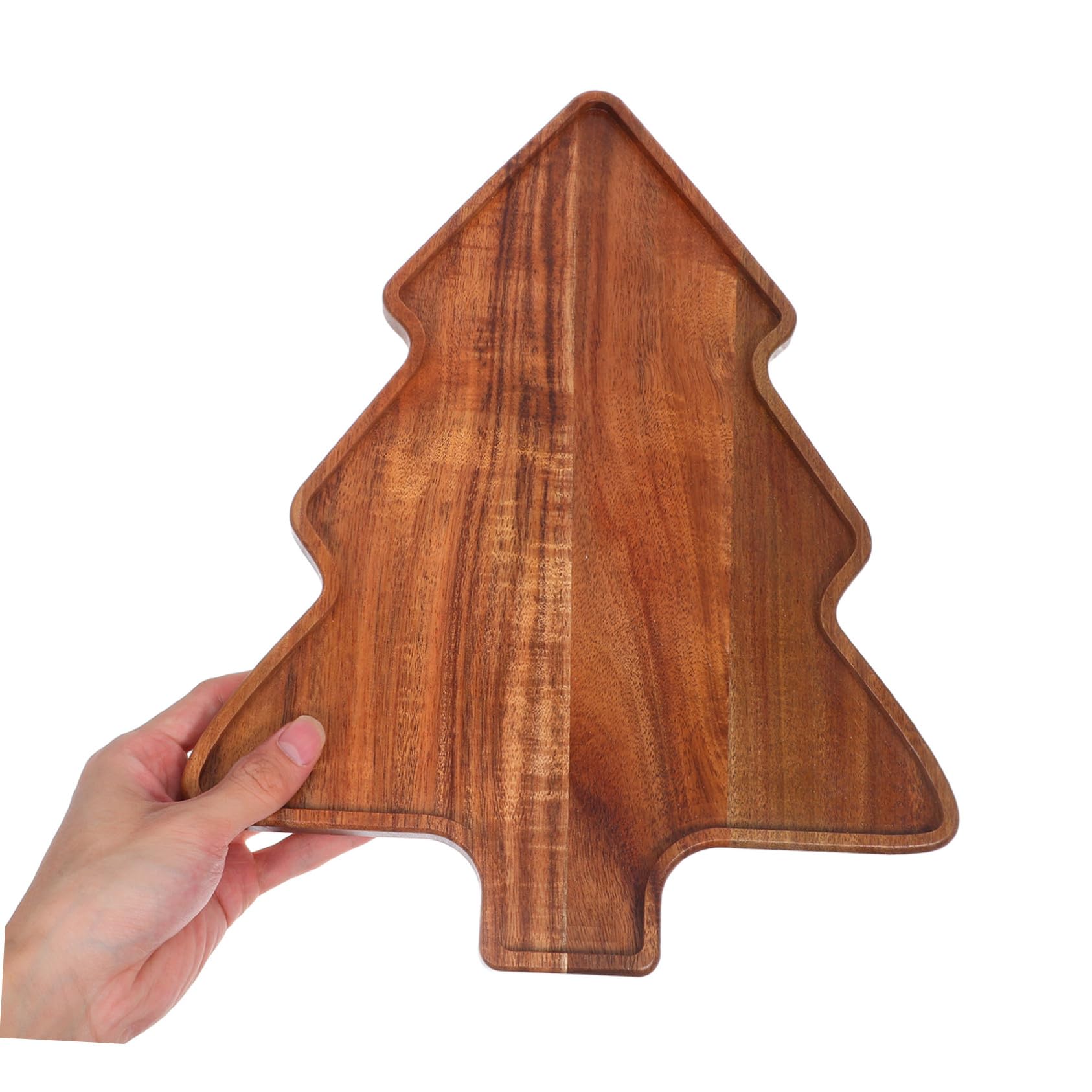 Mobestech Bandeja de Navidad Forma de Árbol de Navidad Bandeja de Madera de Acacia Resistente y Elegante para Aperitivos para Snacks Festivos y Postres
