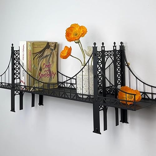 Estante de puente de metal para pared, arte de pared de puente de Brooklyn, decoración funcional del hogar, estantes de dormitorio, arte de pared de