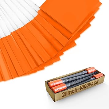 Zozen 21x5x4 In Extended Flag Pole Marking Flags,1000Pcs Fluorescent Orange