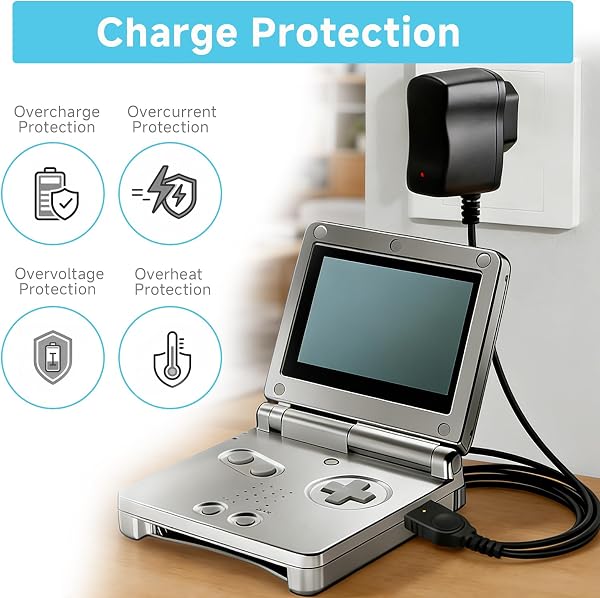 Chargeur 5V pour NDS Fat-Model/Game Boy Advance SP(GBA SP), Adaptateur Secteur AC 100-240V avec Câble 1,1 m, Recharge Rapide et Sécurisée pour Console de Jeu, Prise UE - 5