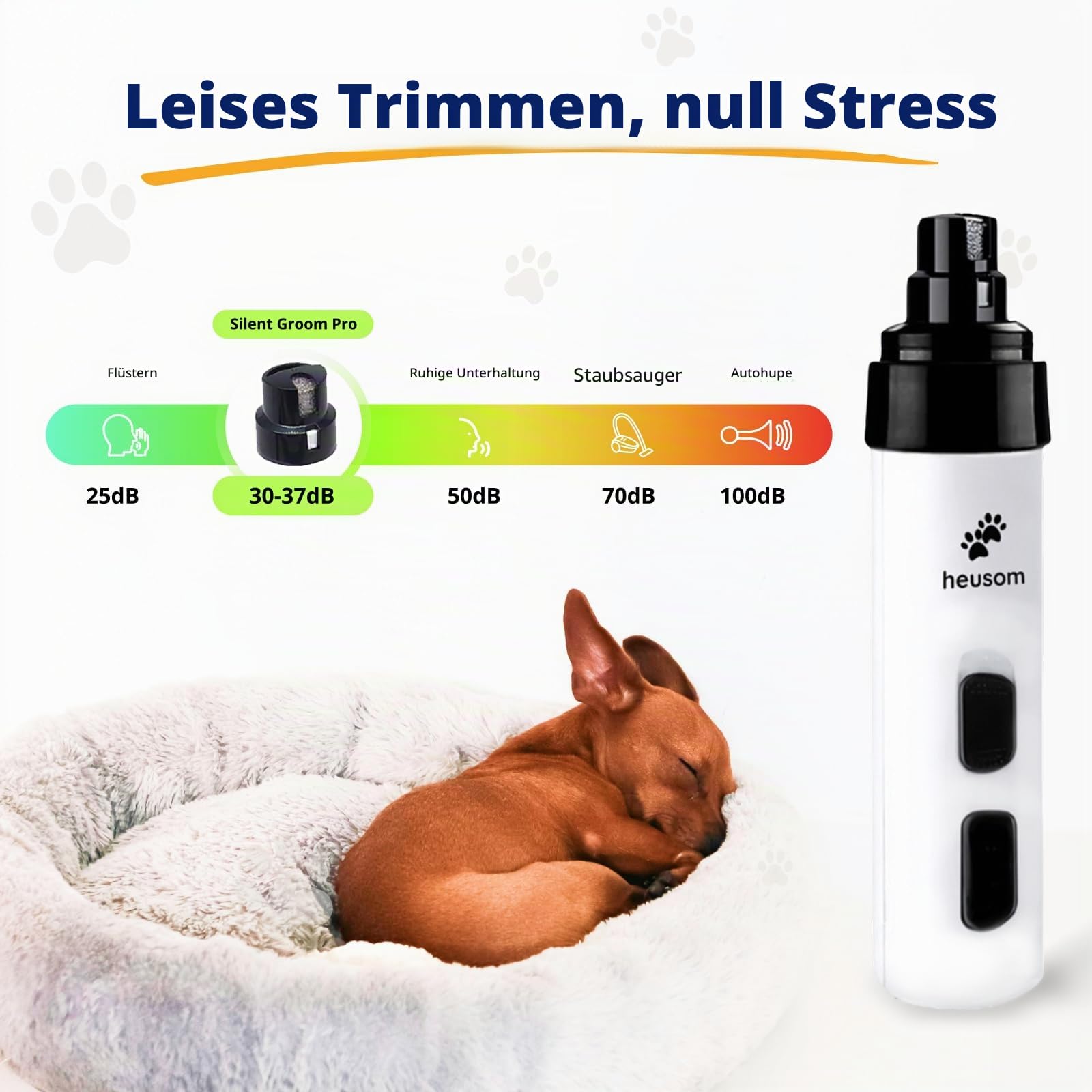 Silent Groom Pro Pet Nagelschleifer | Flüsterleiser Krallentrimmer für Hunde, Katzen und andere Tiere | Sichere & stressfreie Nagelpflege, ideal für empfindliche Hunde aller Rassen & Größen
