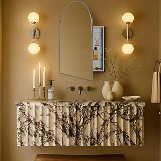 TEHOME 24 x 36'' Brushed Nickel Arch Bathroom Medicine Cabinet with Mirror Recessed and Surface Mounted Medicine Cabinet Mirror