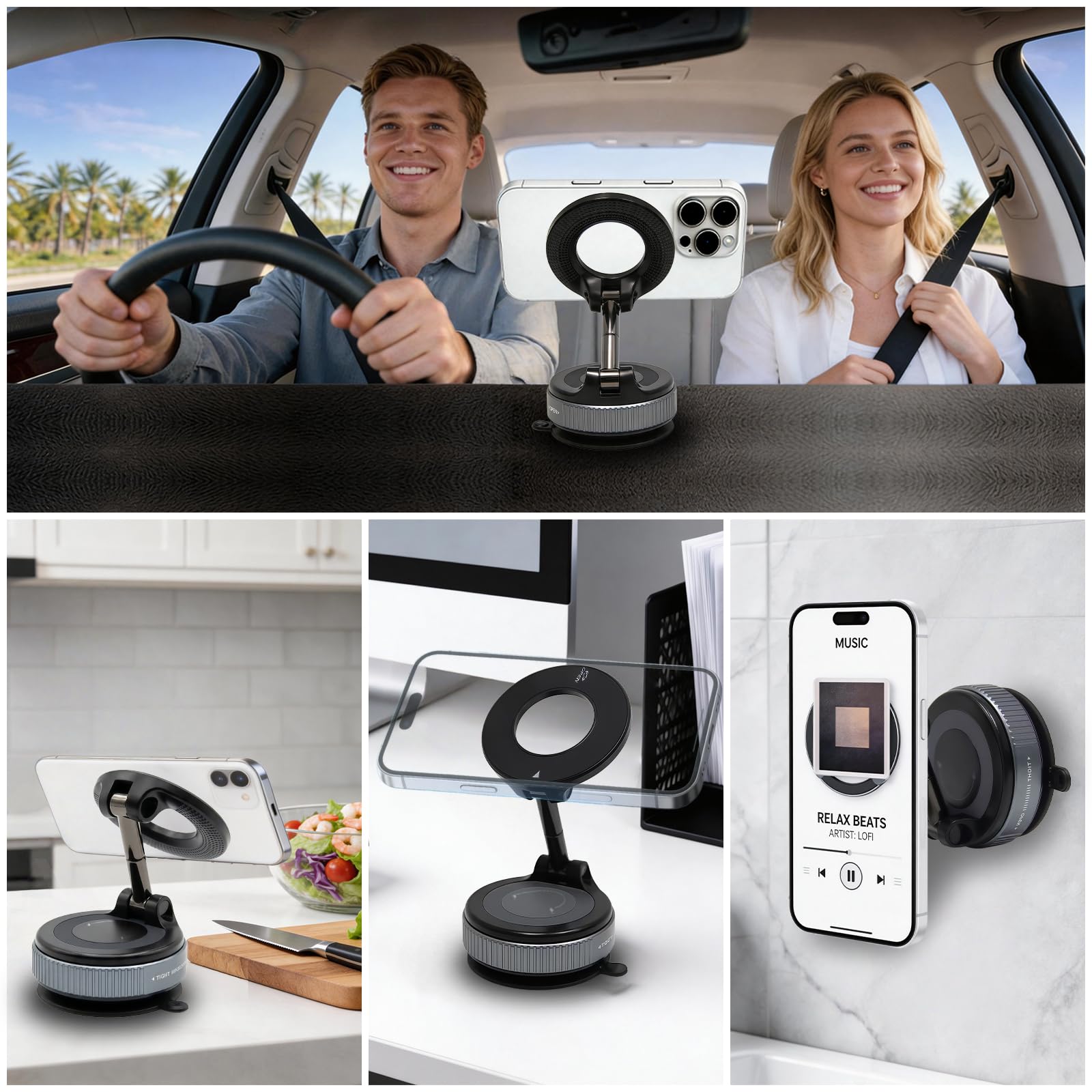 Supporto magnetico per telefono da auto per Magsafe 39,9 kg, ultra ventosa, per cruscotto auto, regolabile a 360°, per la tua auto, compatibile con iPhone 17-12 Pro Max