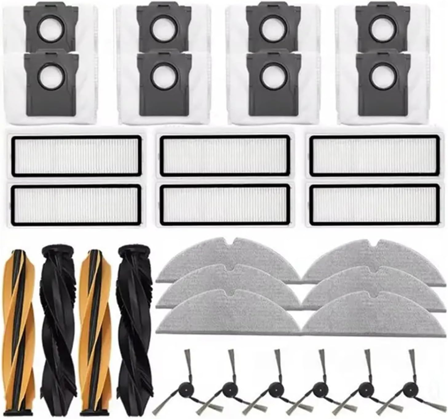 Compatible for Dreame D20 Plus and D20, 28PCS Brush Filter Mop Cloth Dust Bag Set for Vacuum Cleaner Replacement Part