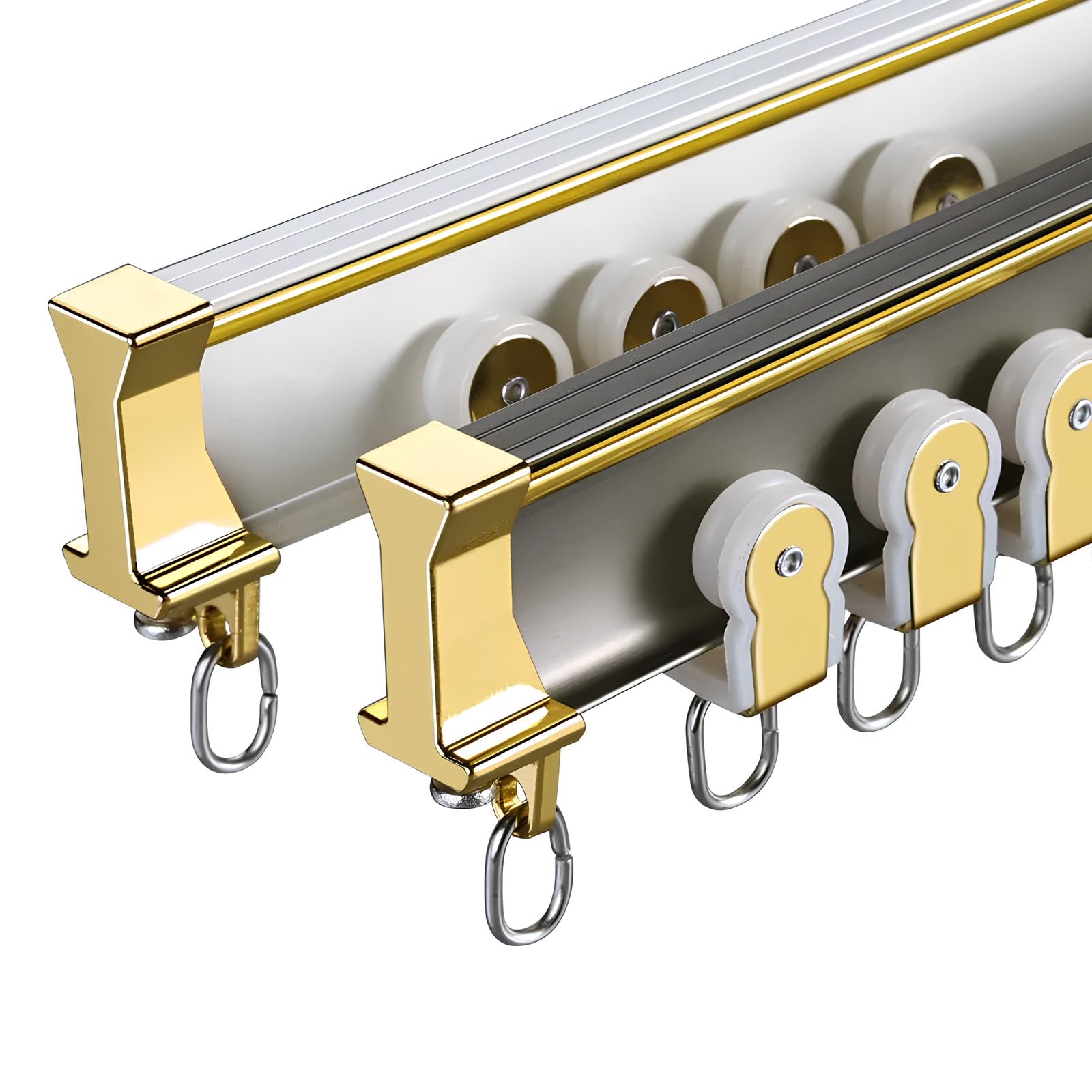 Rail flexible pour baie en alu blanc de 4,8 m modulable en 4 sections pour un montage plafond ou mur