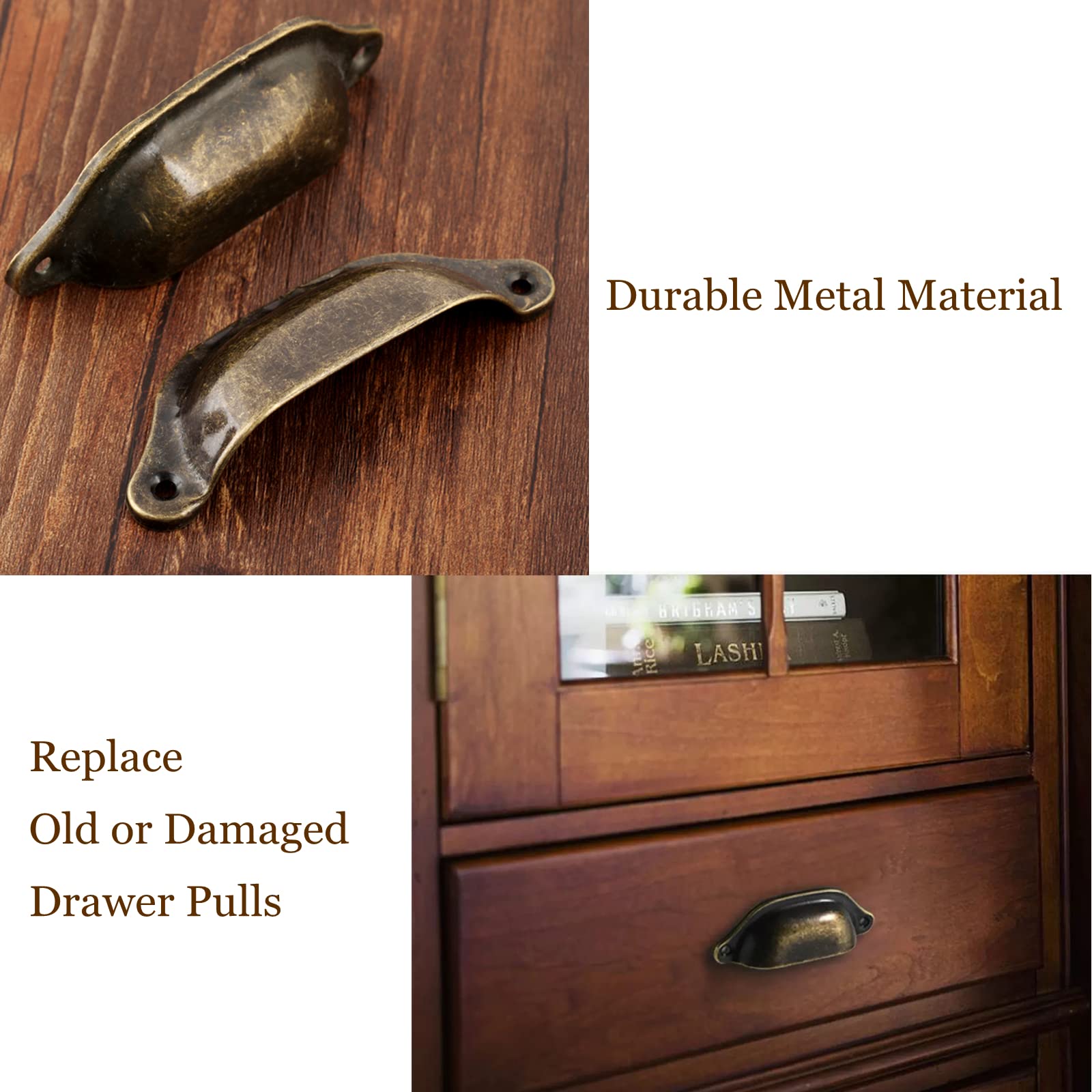 HEALLILY 2PCS Vintage Leather Door Handles | Zinc Alloy & PU Leather Drawer Pulls For Cabinet, Trunk, Furniture - Light Brown