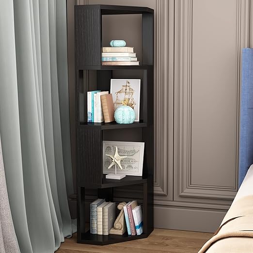 MIN WIN 5 Tier Corner Shelf Bookcase Wooden Display