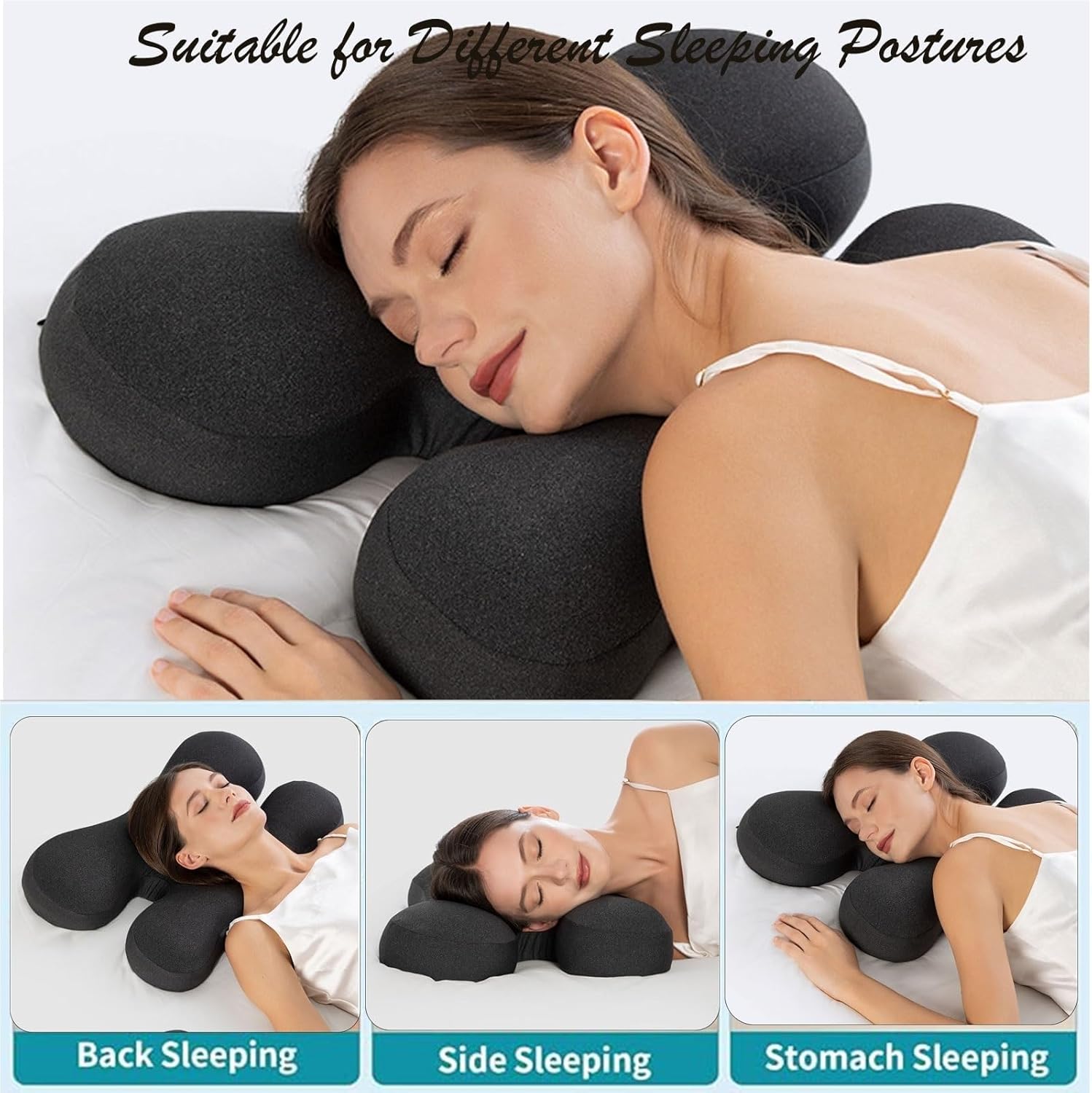 Side Sleep Beauty Pillow,Ergonomic Memory Foam with Removable Cover,Butterfly Shape Wrinkle Prevention Pillow for Protecting Your Hair and Skin