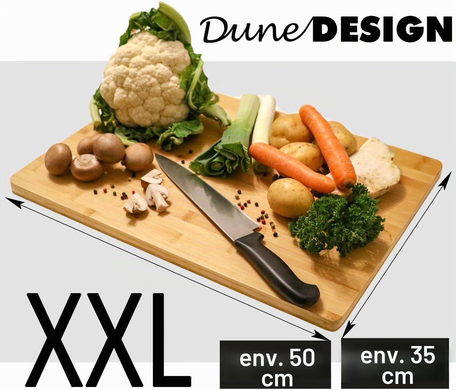 EYEPOWER Planche à Découper XL en Bambou 50x35x2 cm Grande Tableau en Bois