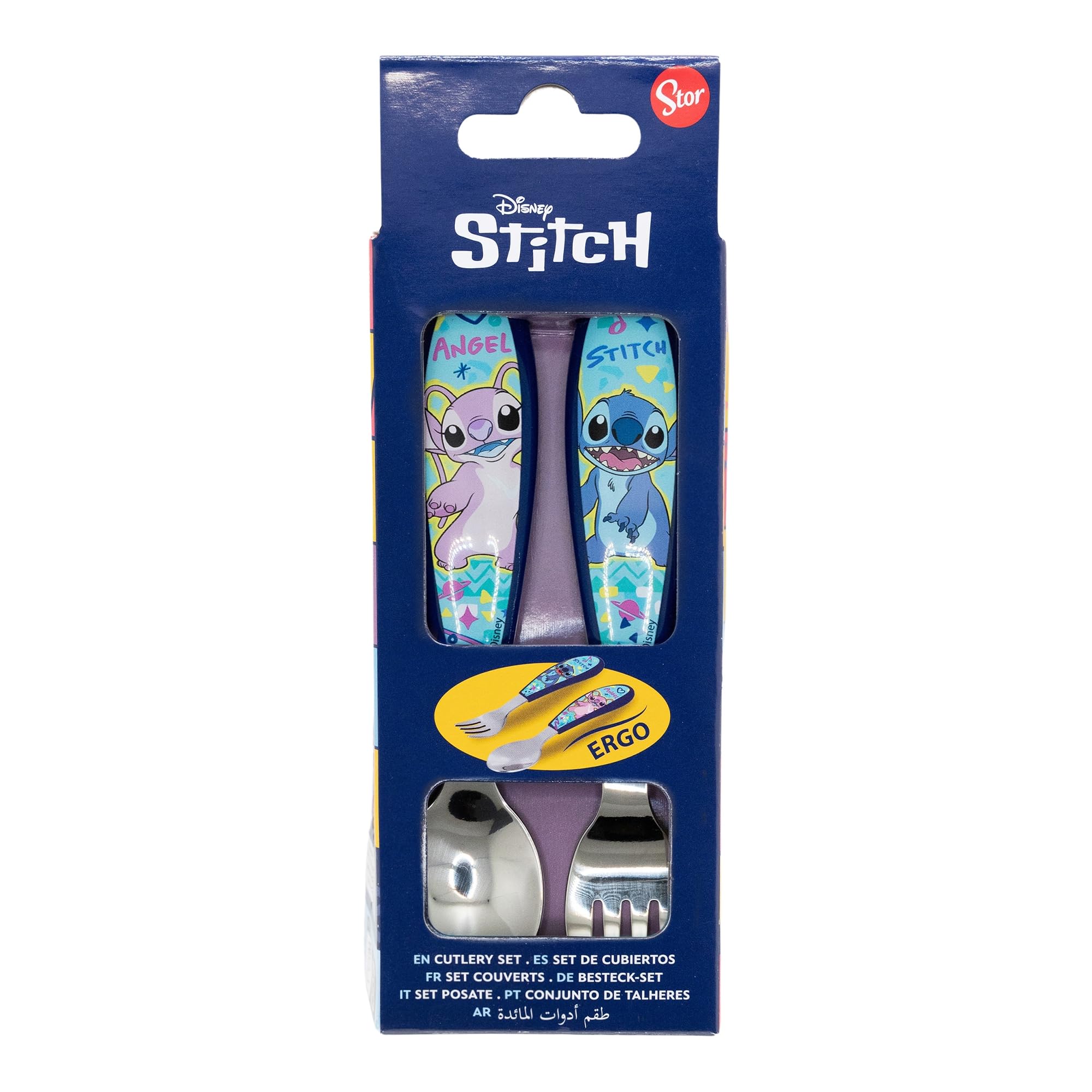 Stitch Set of 2 Stainless Steel Cutlery Fork and Spoon, Blue - Image 2