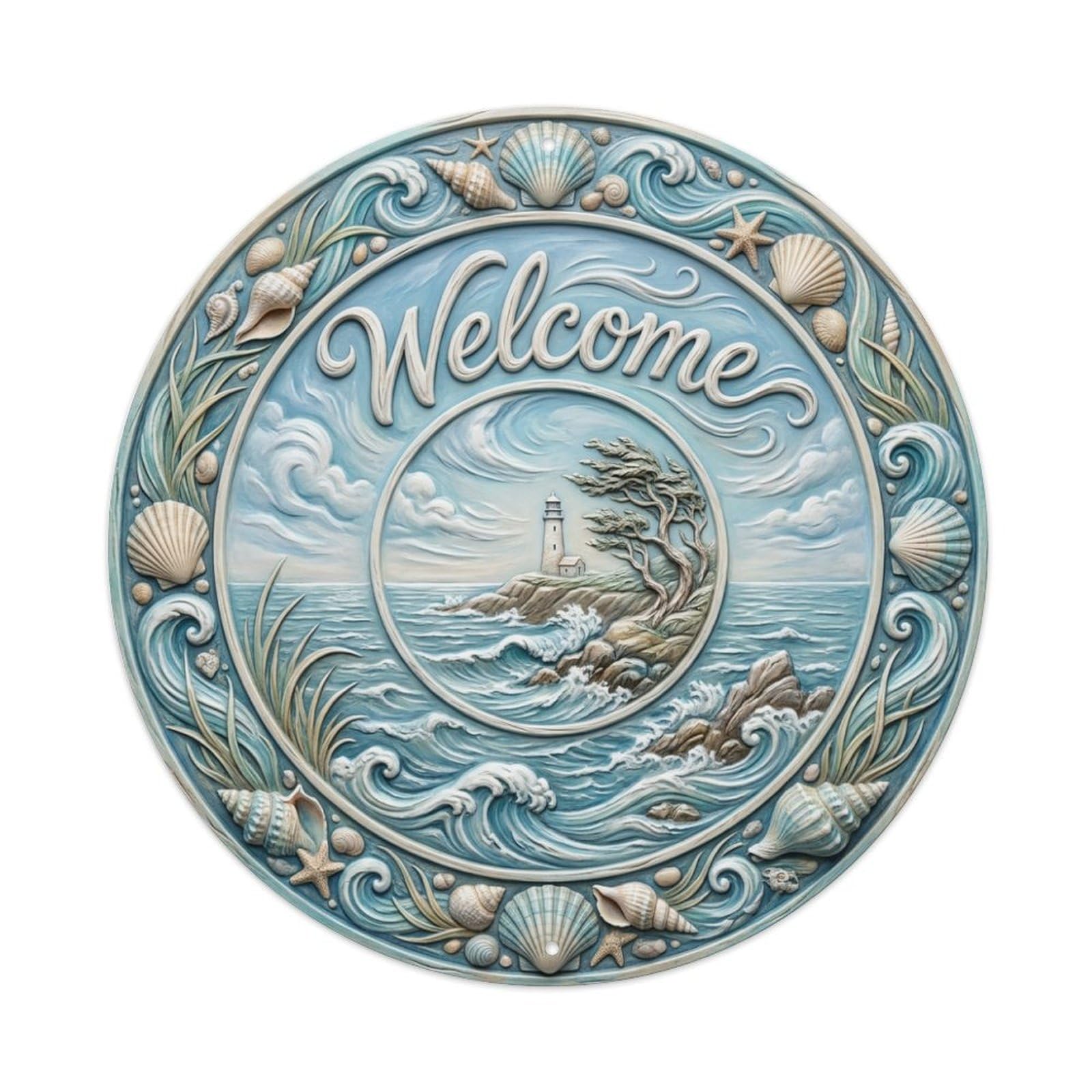 Tgrcjimh Style Metal Tin Sign Ocean Breeze Welcome Coastal Wind