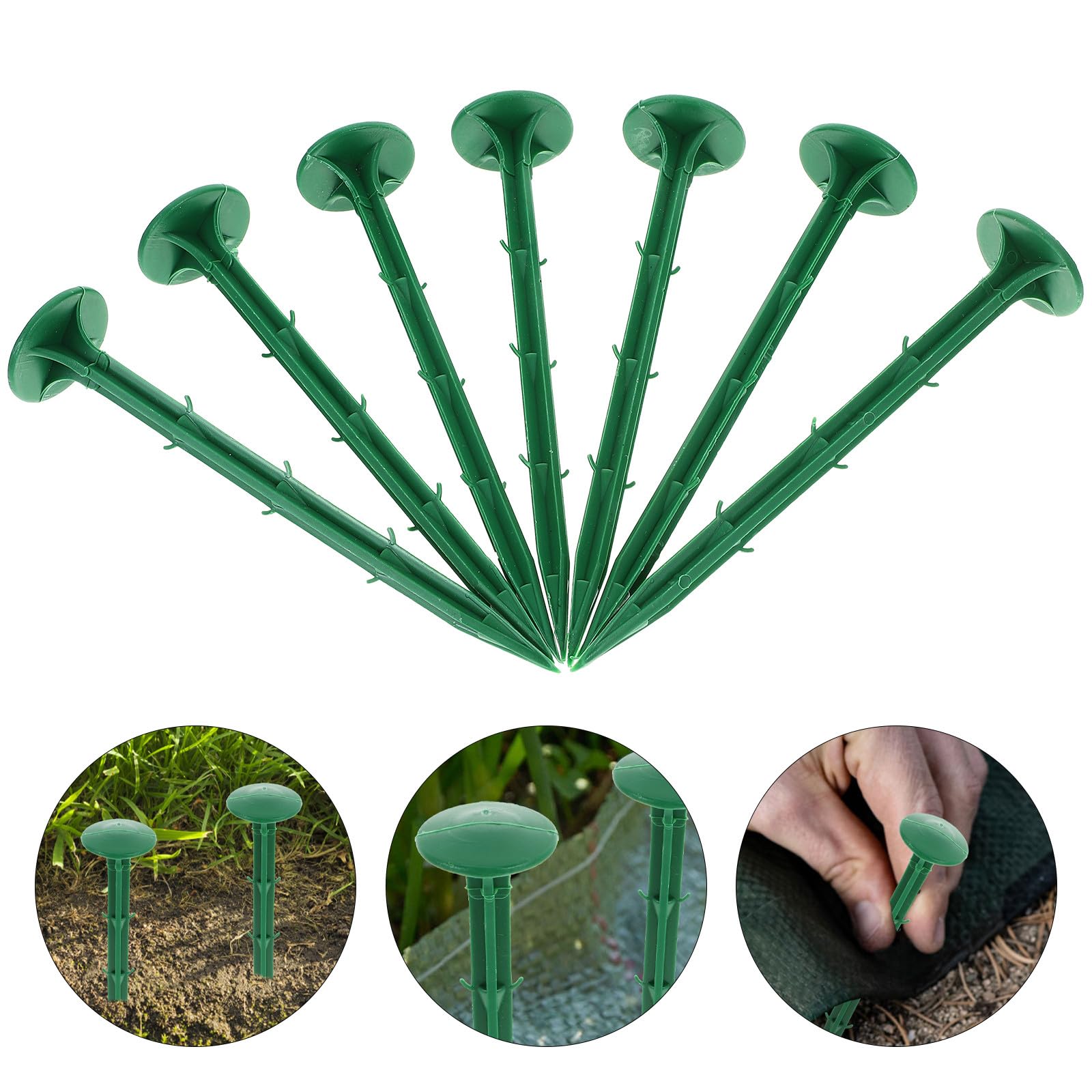 Piquets de Jardin 100 Pièces en Plastique Vert, Fixation Extérieure