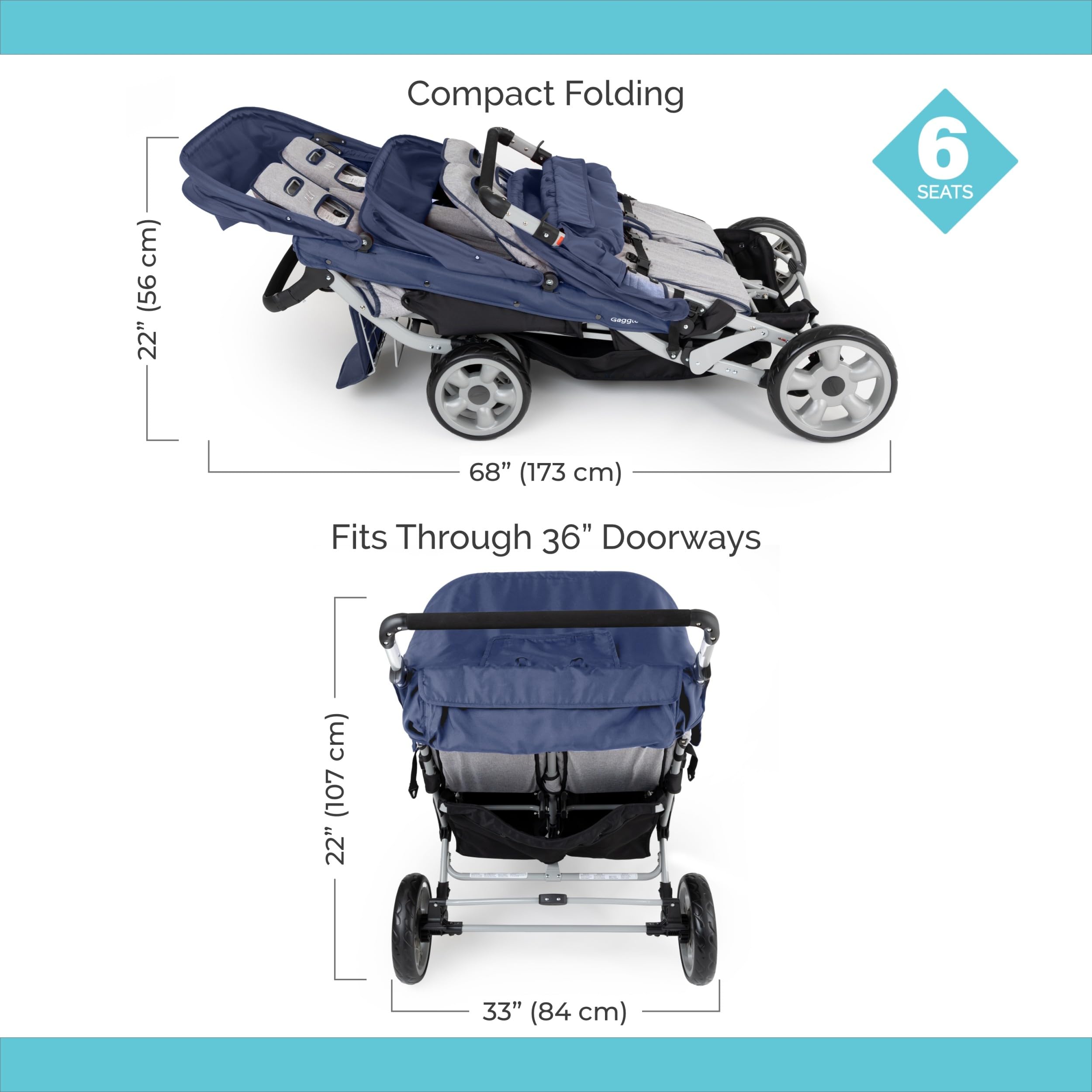 GAGGLE Jamboree Kinderwagen für 6 Kinder | Buggy faltbar mit 