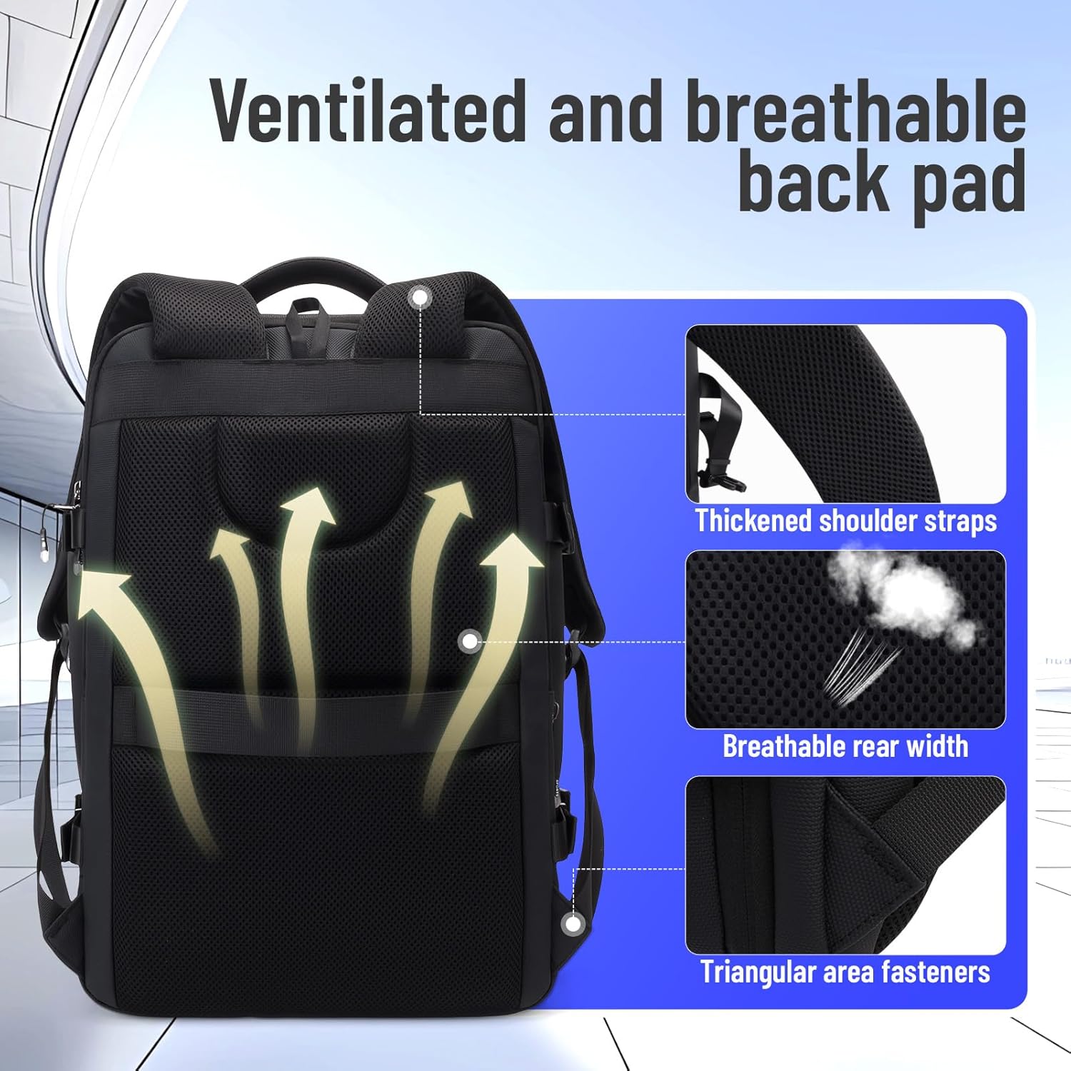 50L Carry on Travel Backpack for Men Women Airline Approved Convertible Duffle Backpack Luggage Bag,TSA Overnight Bags,fits 17" Laptop Smart Backpack-Black