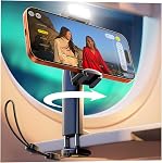 LISEN Airplane Phone Holder Mount with Light Handsfree for Plane Seat Back Airplane Travel Essentials Gadgets Flying Long Flight Travel Accessories for Women Men Cruise Ship Essentials 2026
