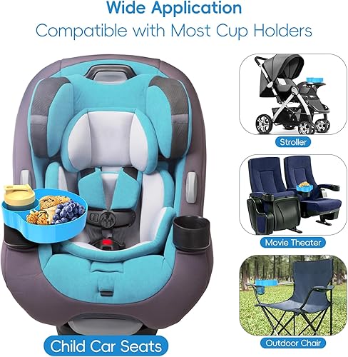 Miniatura 7 de Bandeja de viaje para asiento de automóvil, 2 unidades, bandeja de viaje para automóvil, refuerzo, cochecito, bandeja ajustable universal para