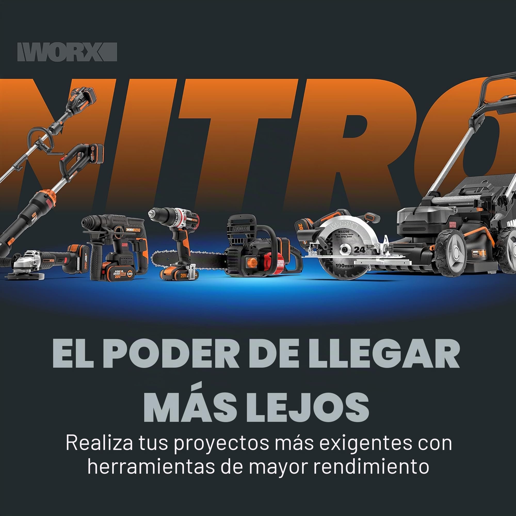 WORX WG855E.9 Escarificador y Aireador de Césped Nitro 40V Brushless Sin Batería, Ancho 36cm, Motor Brushless, 4 Alturas, Bolsa 40L