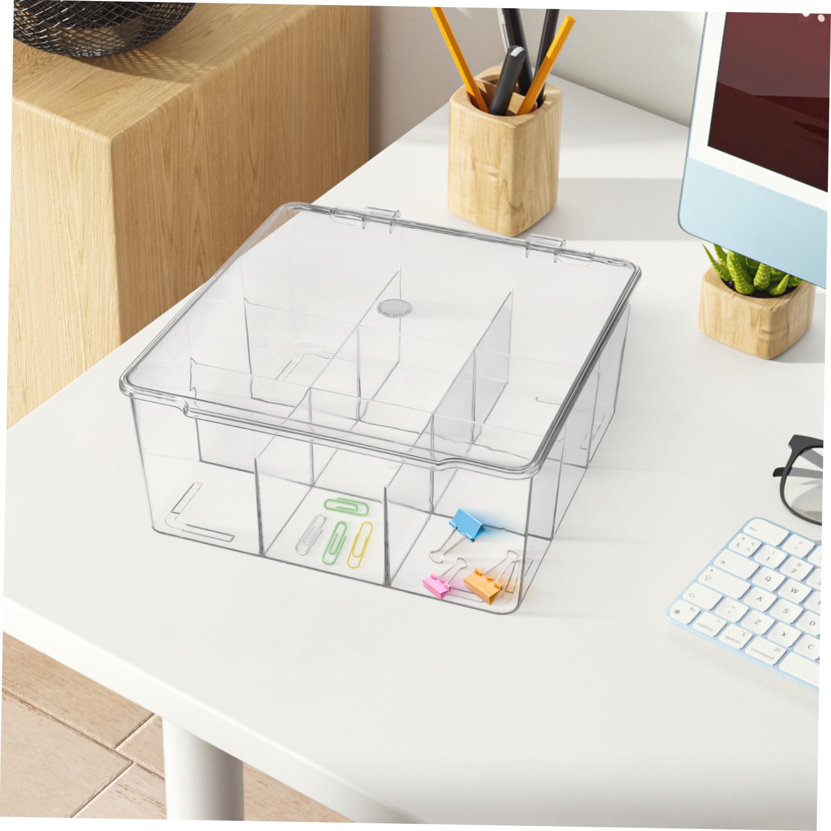 Cabilock Caja de Almacenamiento de Hardware con Tapa, Plástico, 9 Rejillas