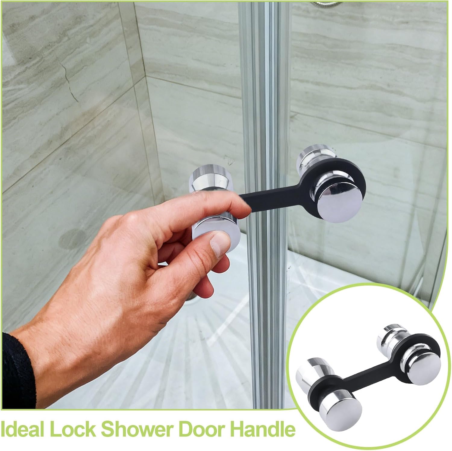Shower Glass Door Handle Kit, 1 Set RV Shower Door Handle and Travel Strap Double Sided Doors Knob for Home, RV Bathroom image 5