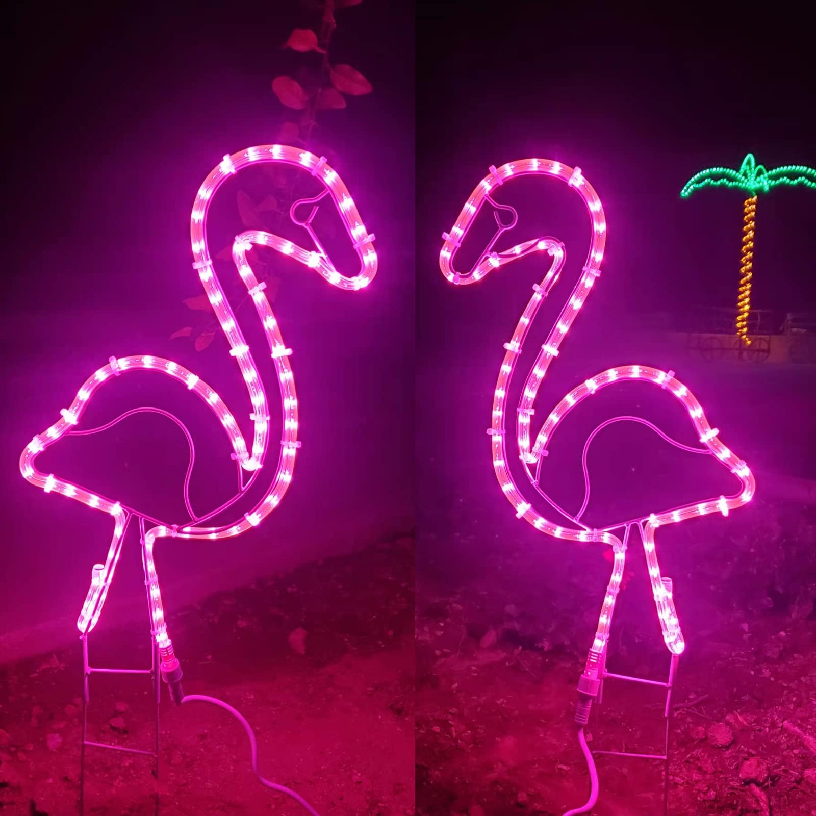 Tropical Lighted Pink Flamingo Rope Light Outdoor Yard Art Decoration, 24" (1 Each)