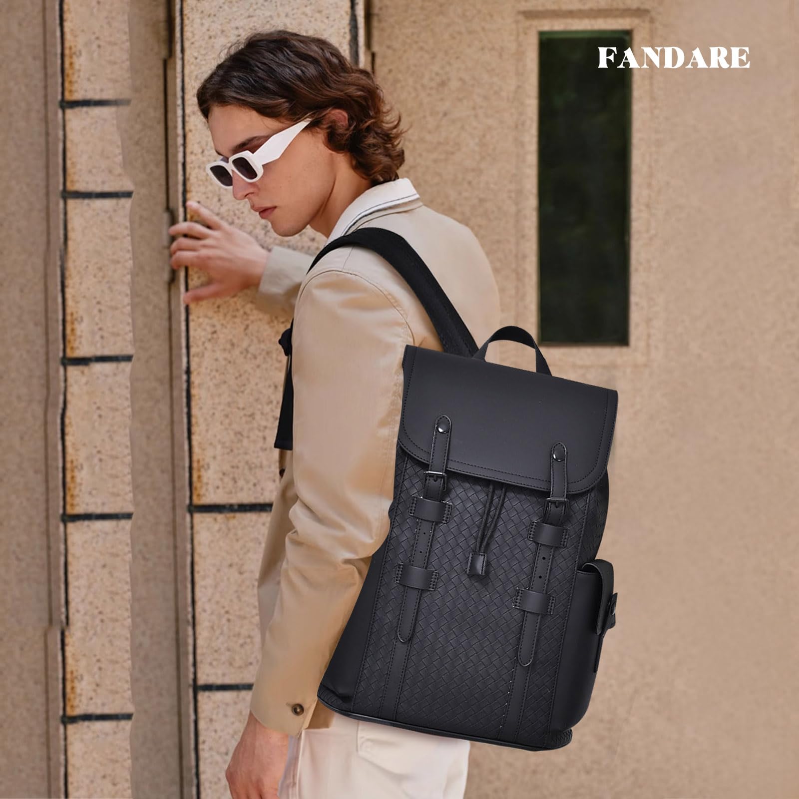 FANDARE Zaino Casual Zaino PC Super Morbido in PVC Borsa da Cabina per Voli Zaino Lavoro Viaggio Ufficio Tech Scuola Università Impermeabile Nero A