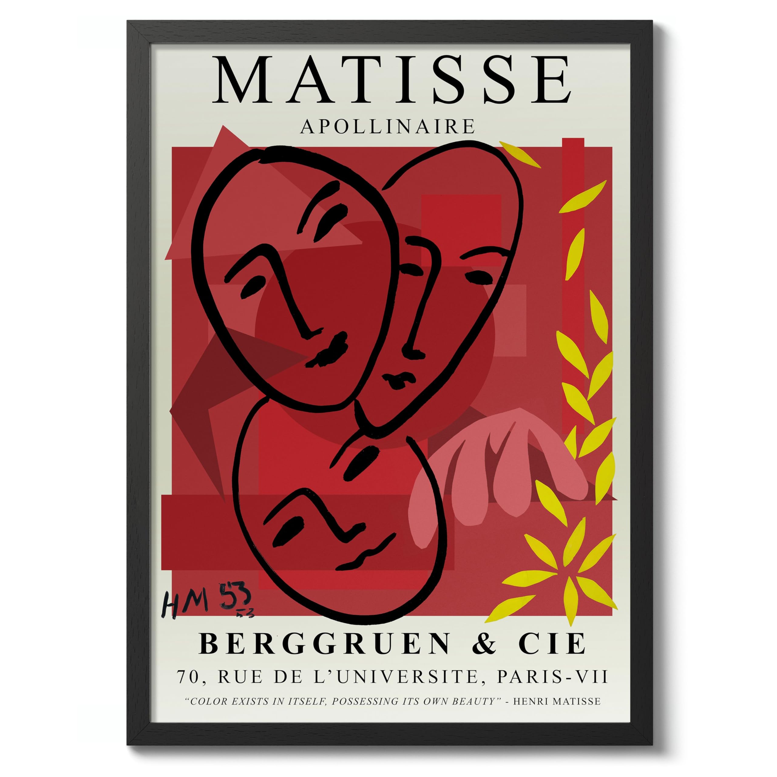 Apollinaire Henri Matisse Poster, Modern Art Exhibition Print, Abstract Boho Wall Art, Home Decor Design And Decoration, A5 (Black Frame) - 21x14.8cm