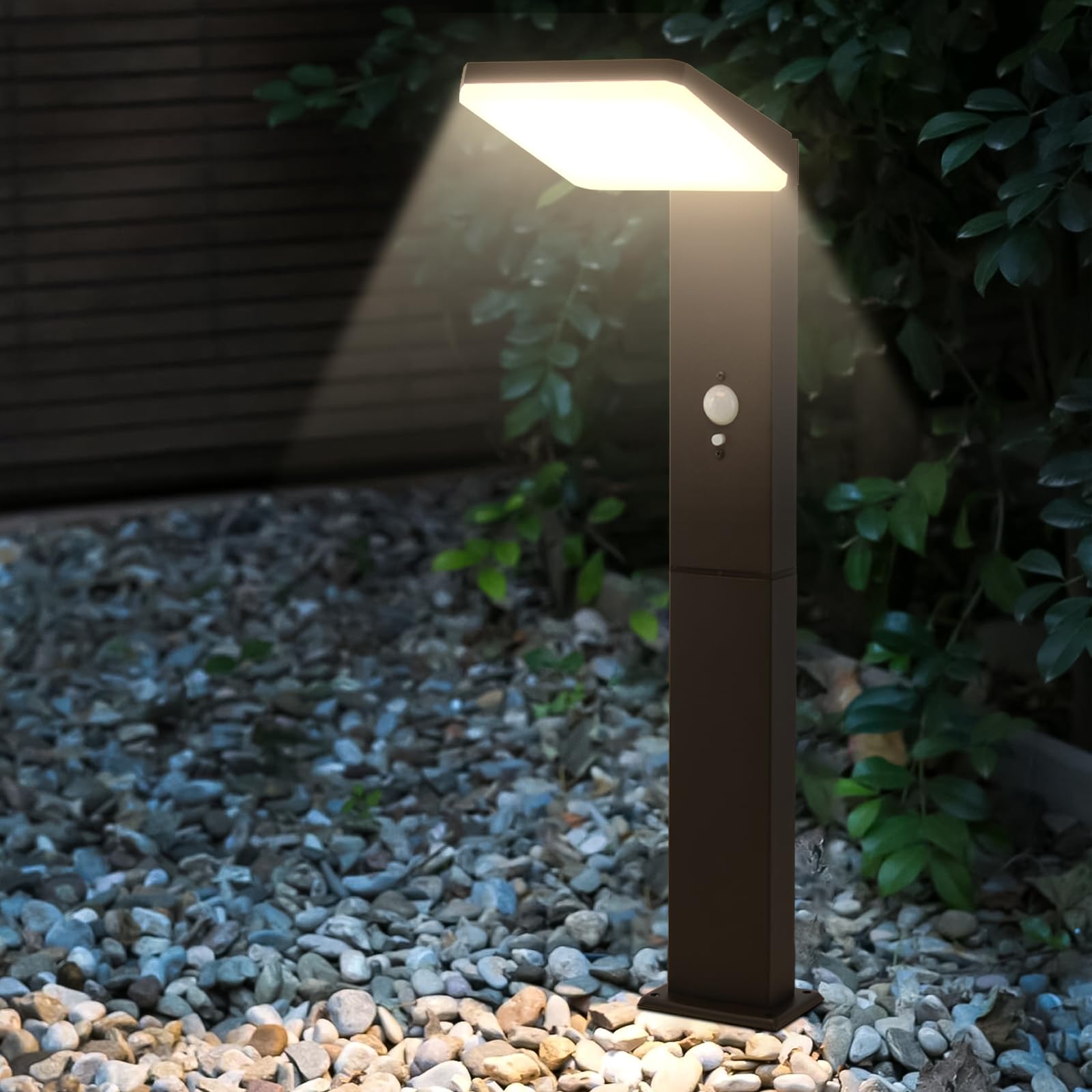 BRIMMEL Solar Pathway Lights Outdoor - Motion Sensor Solar Path light, 72 LED 600 Lumens Super Bright, Aluminum Waterproof Outdoor Garden Light with Groundstake for Yard, Walkway, Lawn, Driveway, 20"