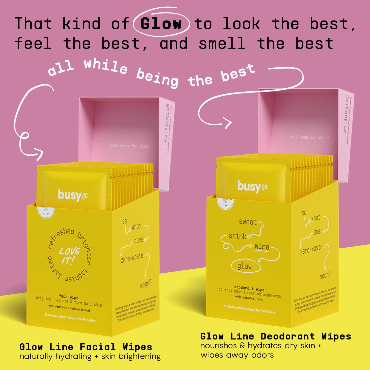 Individually Wrapped Deodorant Wipes with Zinc, Prebiotics & Probiotics
