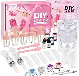 DIY Lip Gloss Making Kit, 30PCS DIY Lip Gloss Making Set, Fun Makeup Gift Kits for Women Girls to Make Moisturizing and Shiny Lip Gloss