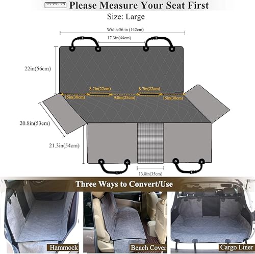 Miniatura 6 de Vivaglory Fundas de asiento de coche para perro, ventana visual de malla con correa adicional y hebillas, fundas impermeables y antideslizantes para