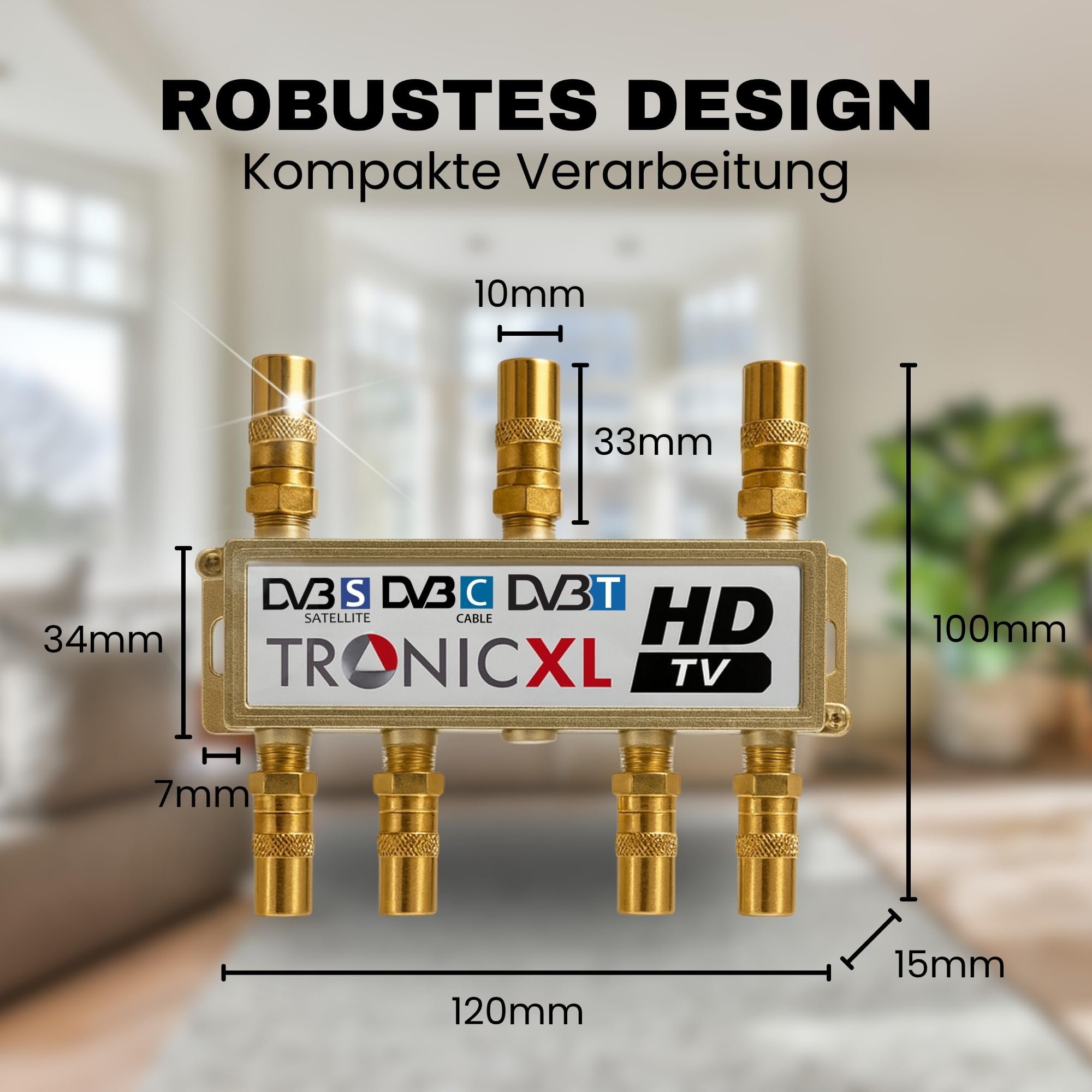 TronicXL rozdzielacz anteny 4K Premium koncentrycznej HD 3D rozdzielacz miękki rozgałęźnik np. kompatybilny z DVBT DVBT2 DVBC SAT Unicable telewizja kablowa PYUR Telecolumbus Primacom Vodafone Unitymedia UKW
